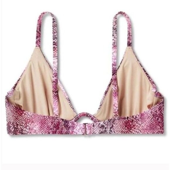 Shade & Shore Pink Snake Print Bikini Swim Top Underwire Bra Removable Pads - Picture 4 of 16